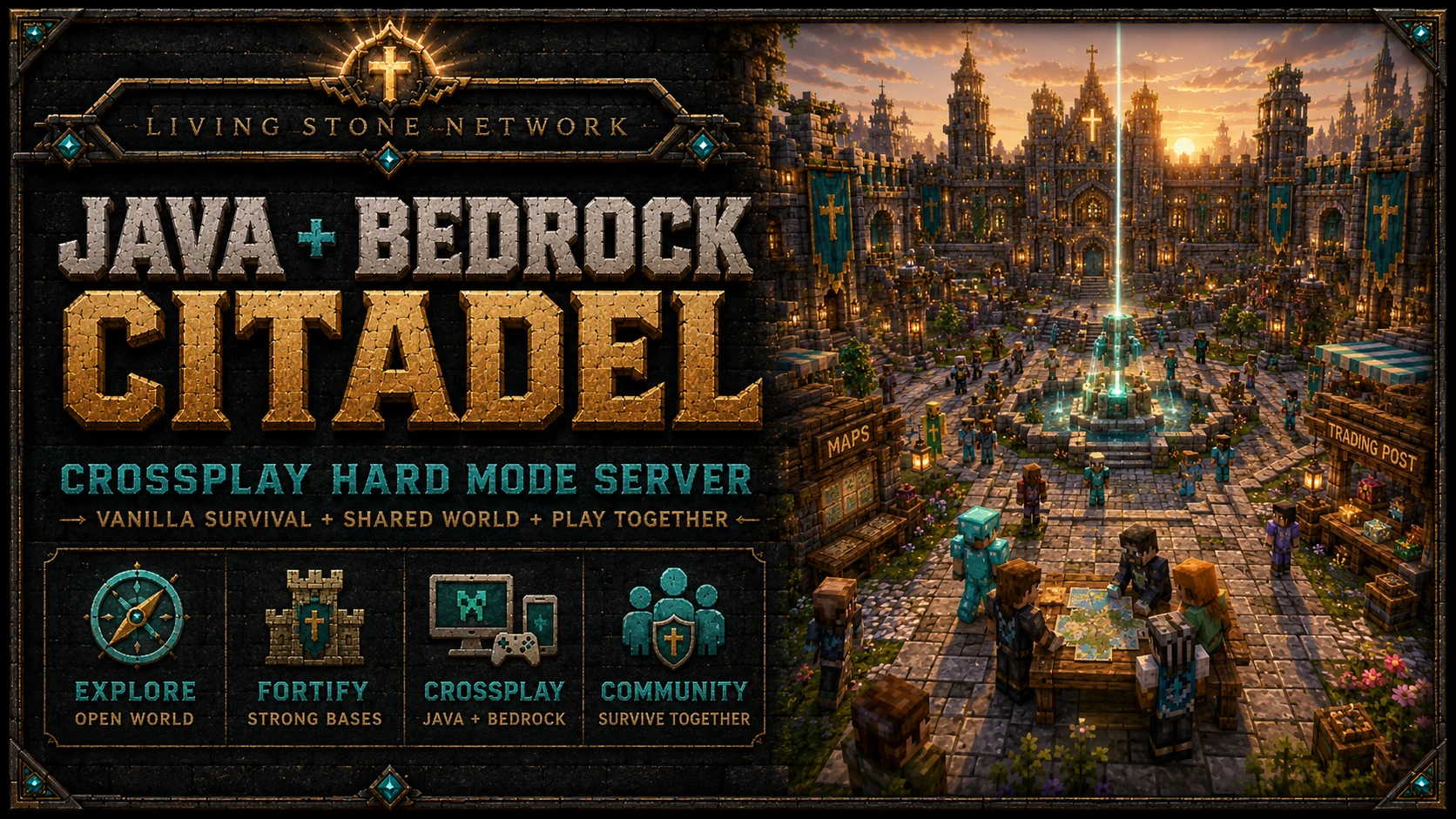Java/Bedrock Citadel server card